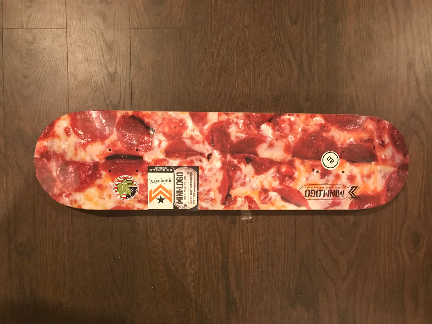 Mini-Logo Pepperoni Pizza Skate Deck image 0